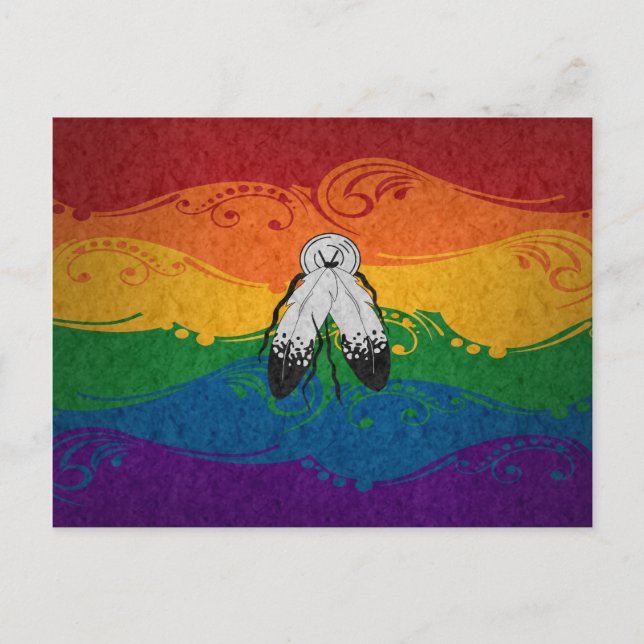 Fancy Swooped and Swirled Two-Spirited Pride Flag  Postcard (Front)