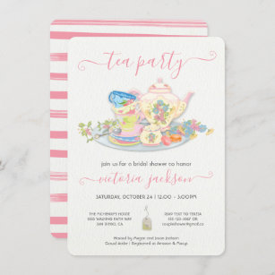 Fancy Tea Party Birthday Bridal Shower Invitation