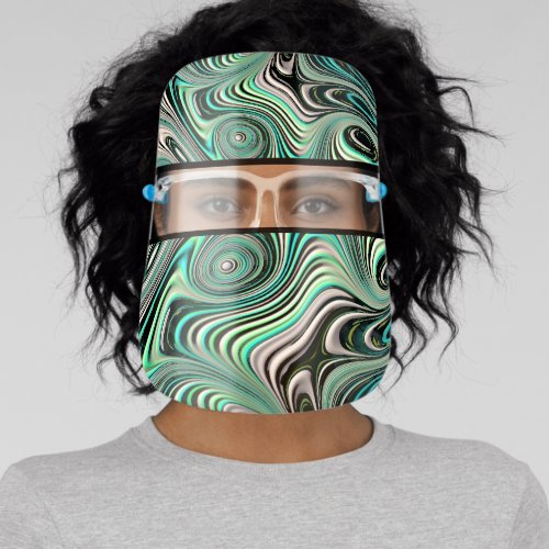 Fancy Teal Abalone Shell Paua Fractal Abstract Face Shield