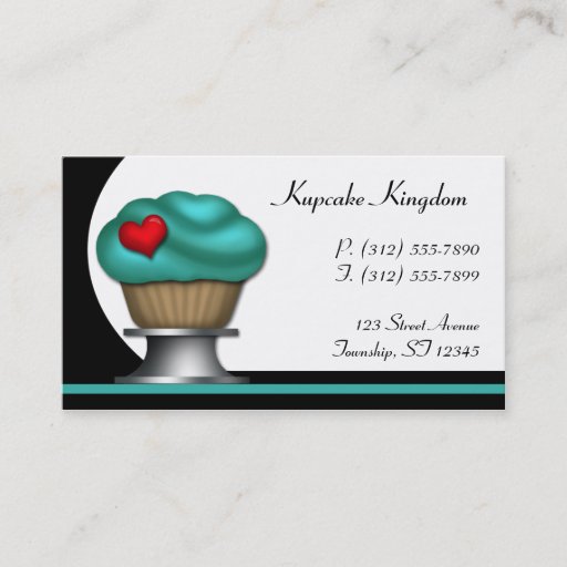 Customizable Fancy Teal Cupcake Pedestal Business Cards