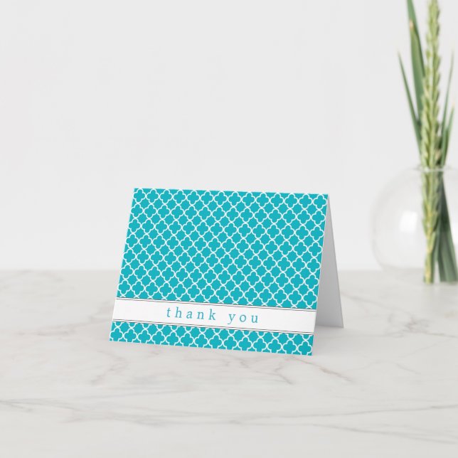 Fancy Teal Pattern Thank You Notes (Front)