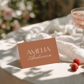 Fancy Terracotta Old Money Wedding Place Cards