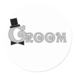 Fancy Text Groom Classic Round Sticker