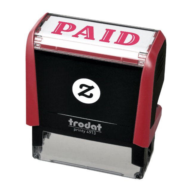 Fancy Text PAID General Business Red Ink Self-inking Stamp (Product)