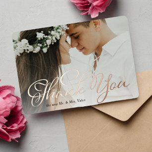 Fancy Thank You Wedding Photo Foil Invitation