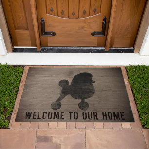 Fancy Toy Poodle Dog Silhouette Custom Rustic Doormat