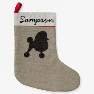 Fancy Toy Poodle Dog Silhouette Miniature Poodle Small Christmas Stocking