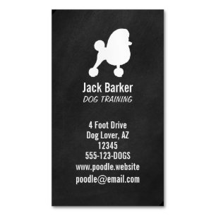 Fancy Toy Poodle Dog Silhouette Vertical Magnetic Business Card