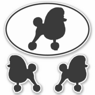 Fancy Toy Poodle Dog Silhouettes Vinyl Sticker Set