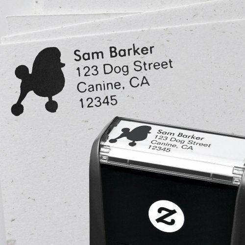 Fancy Toy Poodle Silhouette Return Address Self_inking Stamp