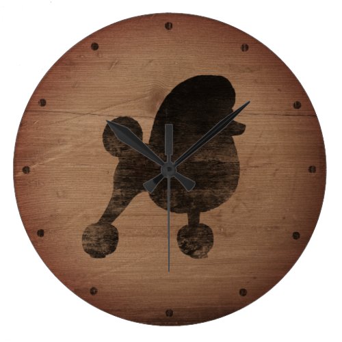 Fancy Toy Poodle Silhouette Rustic Large Clock Fancy Toy Poodle Silhouette Rustic Large Clock
