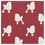 Fancy Toy Poodle Silhouettes Pattern Red and White Fabric