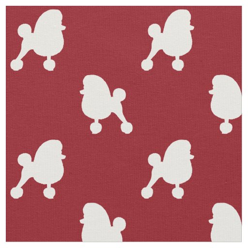 Fancy Toy Poodle Silhouettes Pattern Red and White Fabric