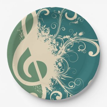 Fancy Treble Clef Paper Plates by marchingbandstuff at Zazzle