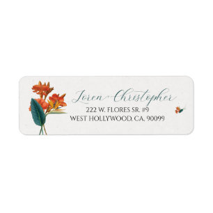 Fancy tropical flowers Script Calligraphy Label