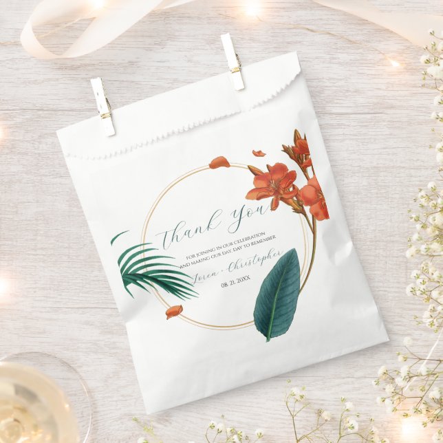Fancy Tropical Flowers Wedding  Favor Bag (Clipped)