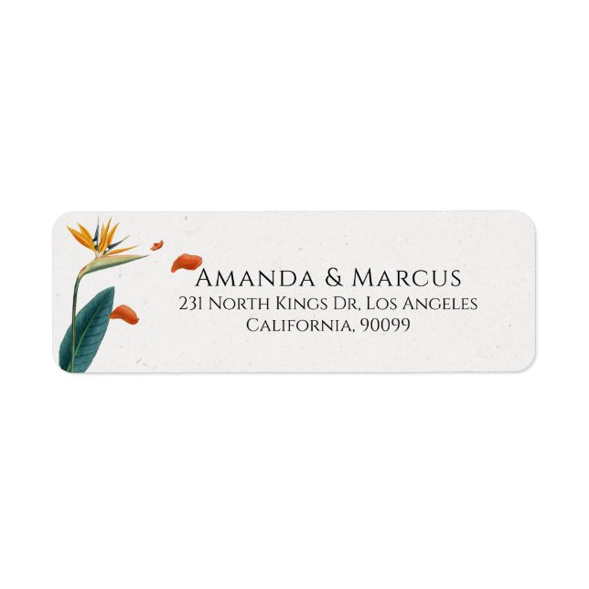 Fancy Tropical Flowers Wedding  Label (Front)