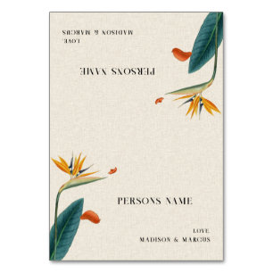 Fancy Tropical Flowers Wedding Place Card