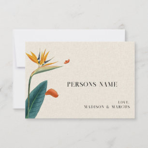 Fancy Tropical Flowers Wedding Place Card