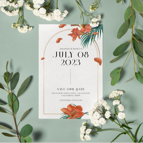 Fancy Tropical Flowers Wedding _ Save The Date Invitation