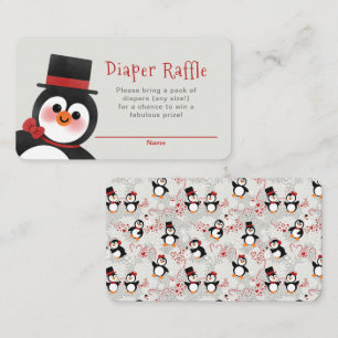 Fancy Tuxedo Penguin Baby Shower Diaper Raffle Enclosure Card