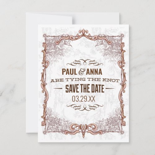 Fancy Tying The Knot Scroll Save The Date Invitation
