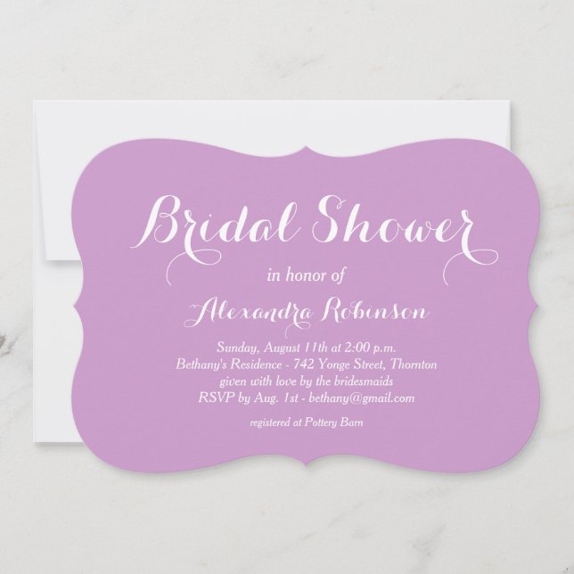 Fancy Type Shower Invitation (purple) (Front)