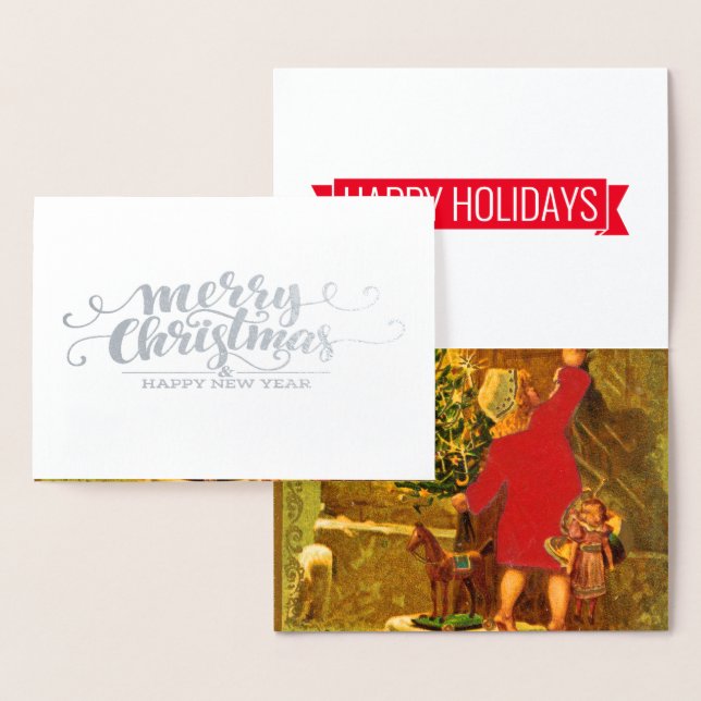 Fancy  typography   -  luxury  Christmas silver Foil Card (Display)