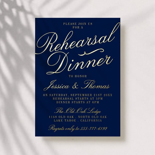 Fancy Typography Wedding Rehearsal Dinner Real Foil Invitation (Creator Uploaded)