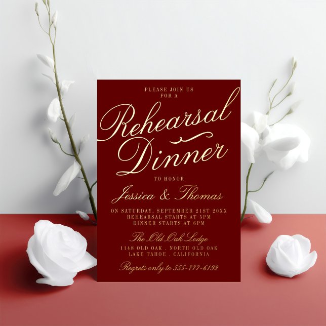 Fancy Typography Wedding Rehearsal Dinner Real Foil Invitation (Creator Uploaded)