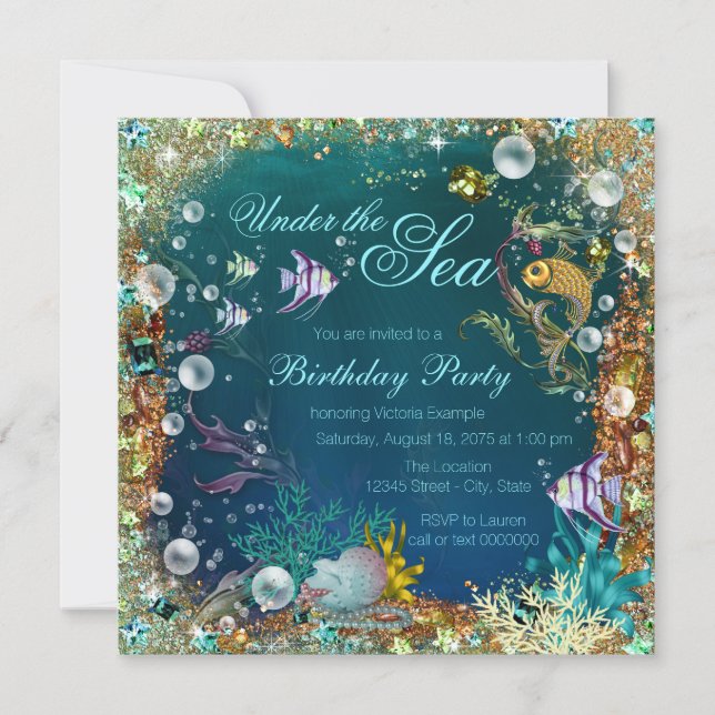 Fancy Under the Sea Birthday Party Invitation (Front)