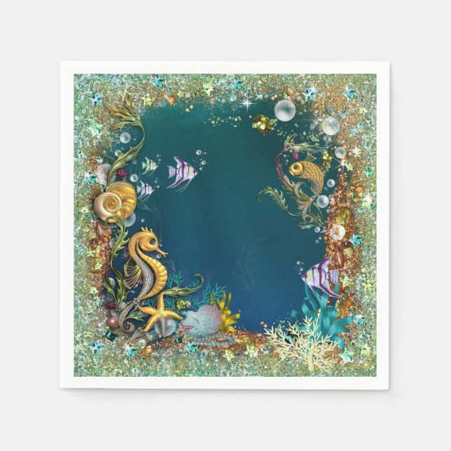 Fancy Under The Sea Birthday Party Paper Napkins (Front)