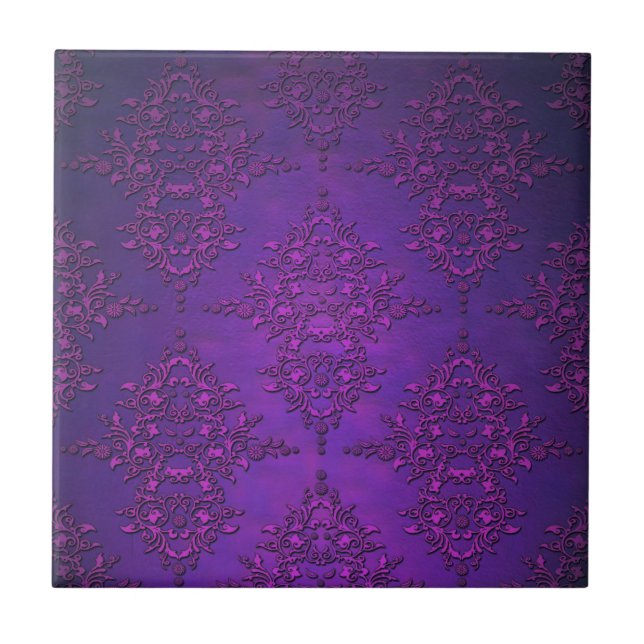 Fancy Vibrant Purple Damask Tile (Front)