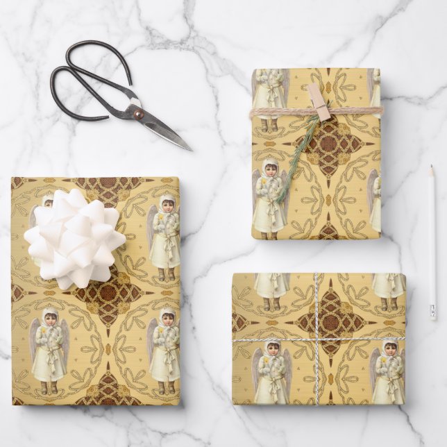 Fancy Victorian Angel Wrapping Paper Sheets (Front)