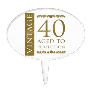 Fancy Vintage 40th Birthday Cake Topper