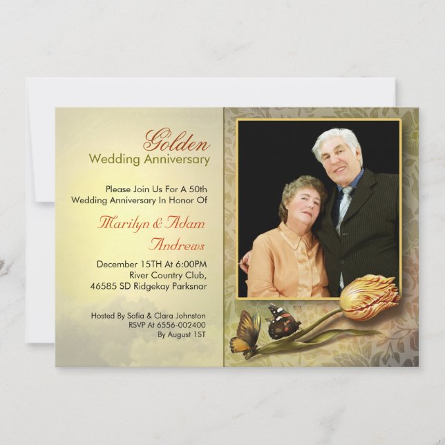 fancy vintage 50th wedding anniversary invitations (Front)
