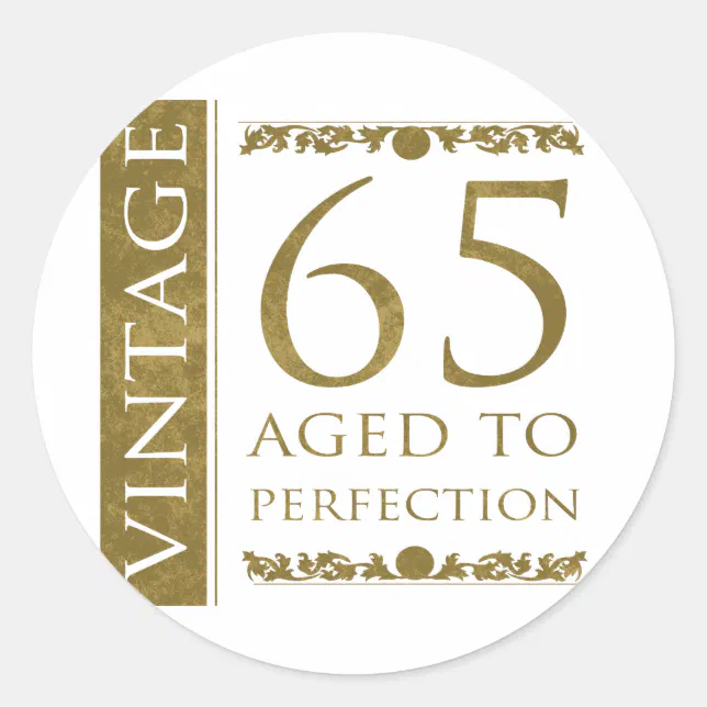 Fancy Vintage 65th Birthday Classic Round Sticker | Zazzle