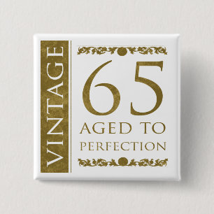 Fancy Vintage 65th Birthday Pinback Button