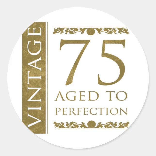 Fancy Vintage 75th Birthday Classic Round Sticker | Zazzle