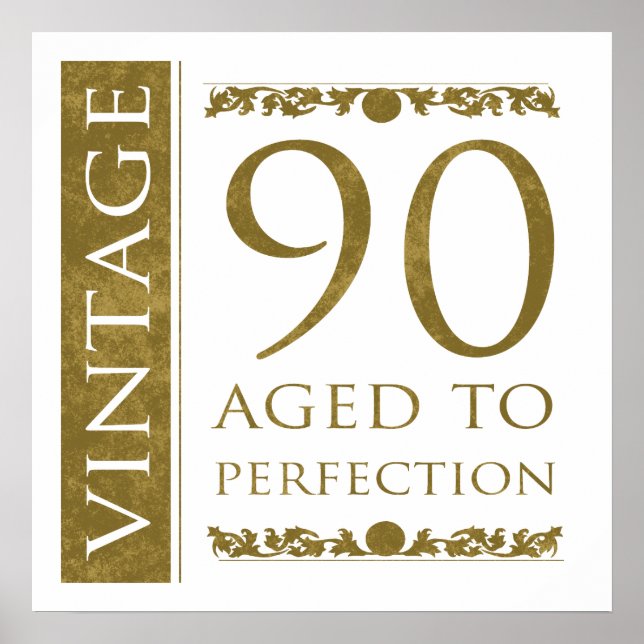 Fancy Vintage 90th Birthday Poster (Front)