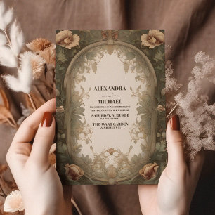 Fancy Vintage Art Nouveau Floral Wedding Invitation