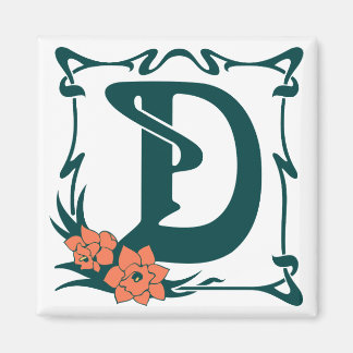 Fancy vintage art nouveau letter D Magnet