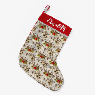 Fancy Vintage Bees & Crowns Personalized Small Christmas Stocking