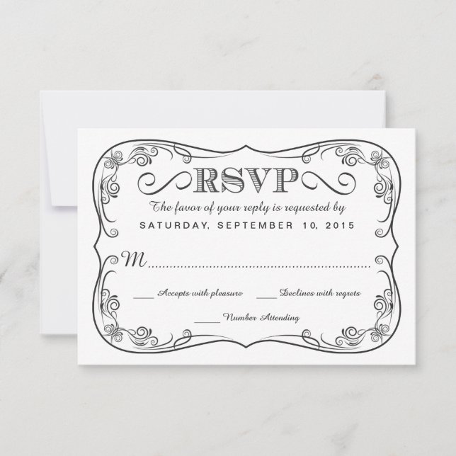 Fancy Vintage Chalkboard RSVP Wedding Reply (Front)