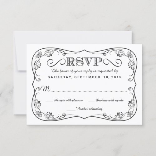 Fancy Vintage Chalkboard RSVP Wedding Reply