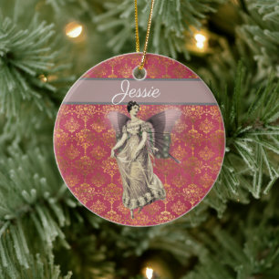Fancy Vintage Fairy Personalized Ceramic Ornament