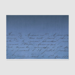 Fancy Vintage Script on a Blue Background Tissue Paper