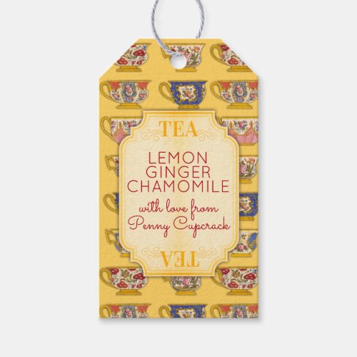 Fancy vintage teacups personalized tea blend gift gift tags