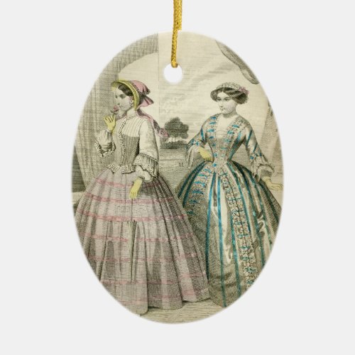 Fancy Vintage Victorian Christmas Ladies Edwardian Ceramic Ornament