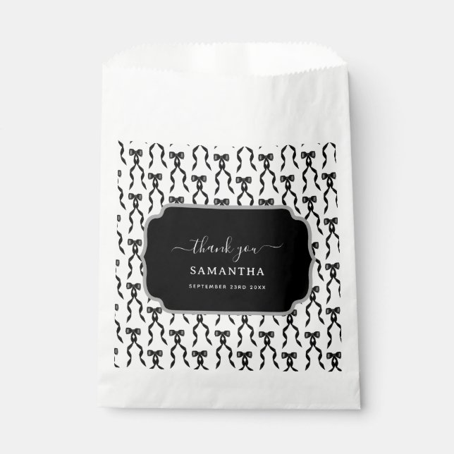 Fancy Watercolor Black Bow Pattern Favor Bag (Front)